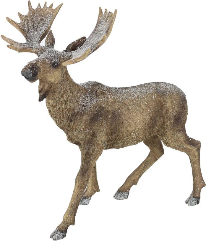 I.GE.A. Dierfiguur Elk figuur besneeuwd Hert decoratieve figuren sculptuur kerstfiguur kerstdecoratie bosdier (1 stuk)