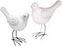 I.GE.A. Kerstfiguur Vogel aus Terrakotta mit Glitzer 2er Set weiß Höhe ca. 18 cm (set 2 stuks) - Thumbnail 1