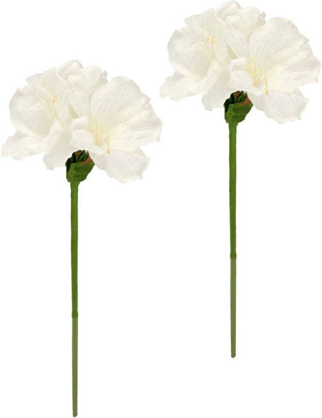 I.GE.A. Kunstbloem Amaryllis 2-delige set 60cm bloemen tak decorat tak kerstdecoratie kerstbloem decor (2 stuks)