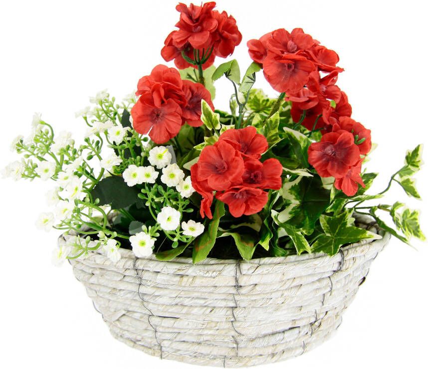 I.GE.A. Kunstbloem Arrangement geraniums met bloemen (1 stuk)