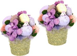 I.GE.A. Kunstbloem Bloemstuk van bloemen eieren In pot set van 2 bloemstukje (2 stuks)