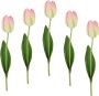 I.GE.A. Kunstbloem Real Touch Tulpen set van 5 kunst-tulpenknoppen kunstbloemen snijbloem (5 stuks) - Thumbnail 1