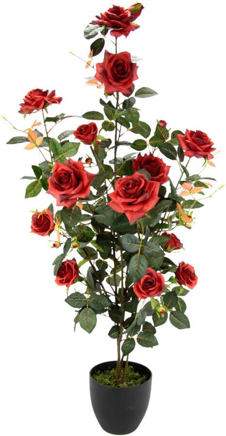 I.GE.A. Kunstboom Rozenstruik in pot Kunstrozen kunstplanten rozenstruik decoratie huwelijksfeest (1 stuk)