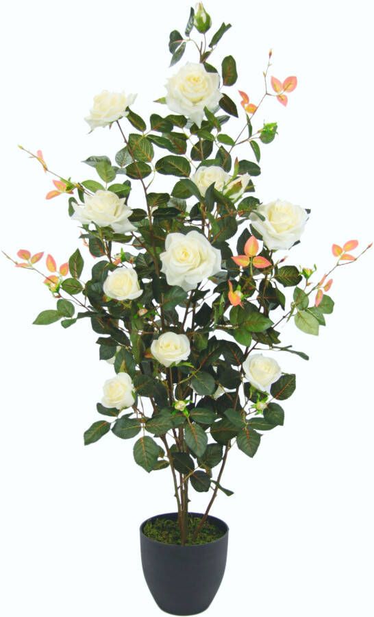 I.GE.A. Kunstboom Rozenstruik in pot Kunstrozen kunstplanten rozenstruik decoratie huwelijksfeest (1 stuk)