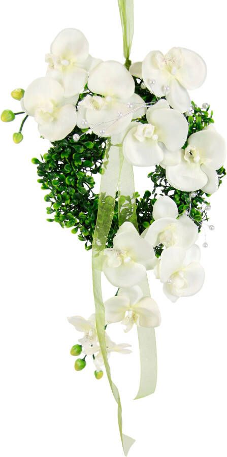 I.GE.A. Kunstkrans Orchidee Boekkrans feestelijke decoratie trouwdecoratie wanddecoratie (1 stuk)