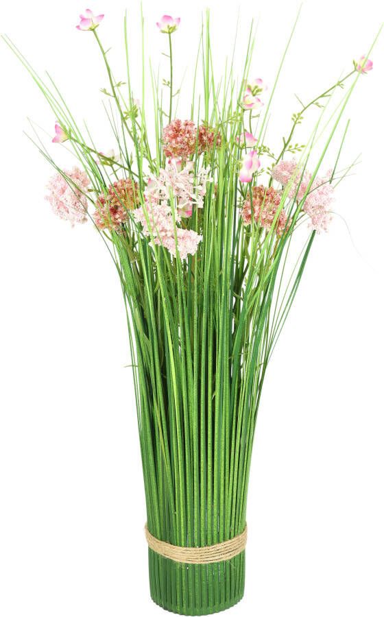 I.GE.A. Kunstplant Künstlicher Grasbund mit Blüten