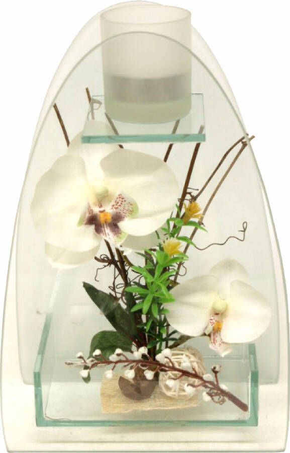 I.GE.A. Kunstplant Orchidee met waxinelichthouder 23x15 cm (1 stuk)