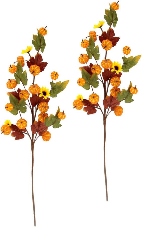 I.GE.A. Kunsttak Herfsttakken Met zonnebloemen kalebassen en herfstbladeren(2 stuks)
