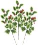 I.GE.A. Kunsttak Kunstmatige hulsttak bessentak 3-delig set Decoratieve tak decor voor slinger krans kerstdecoratie (3 stuks) - Thumbnail 1