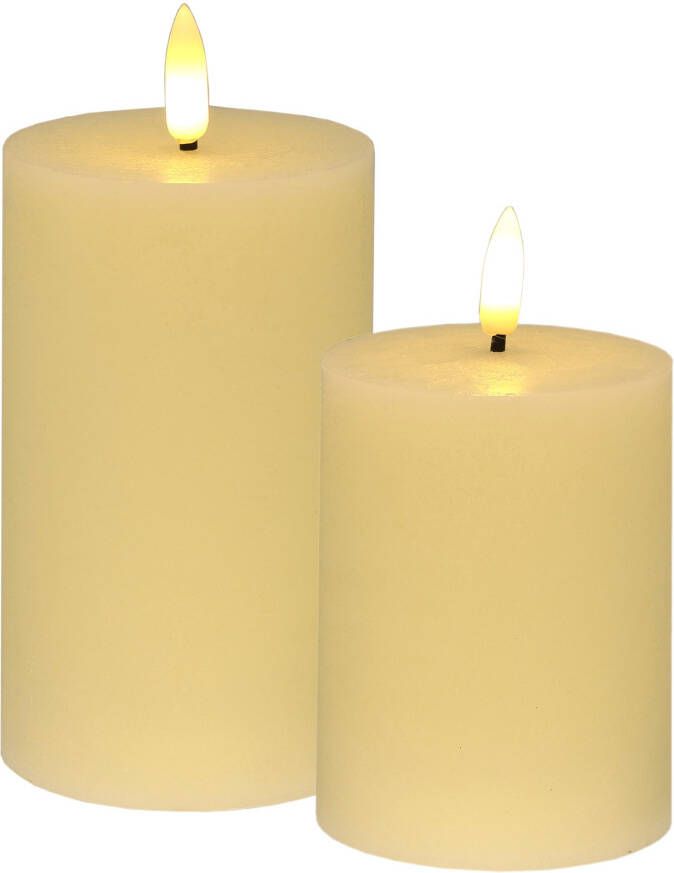 I.GE.A. Led-kaars LED echte waskaars 2-pack Met timer flikkerende stompkaars adventskaarsen adventskrans (2-delig)