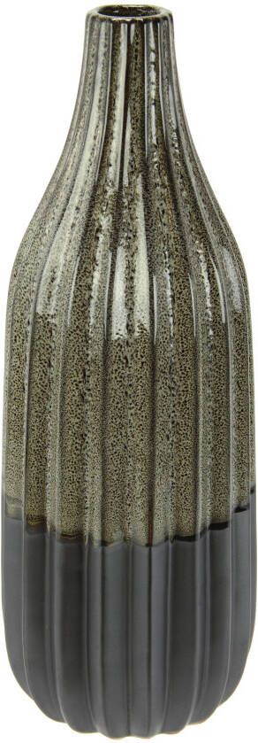 I.GE.A. Siervaas Vase aus Keramik geriffelt bauchig matt glänzend (1 stuk)
