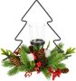 I.GE.A. Waxinelichthouder Decoratiefiguur metalen dennenboom met glazen inzet Dennetakken kegels kaarsenhouder decorlicht kerstdecoratie windlicht (1 stuk) - Thumbnail 1