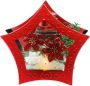 I.GE.A. Waxinelichthouder Decoratieobject met LED-licht en theelichtkaars Met kerstster bessen dennen kunstsneeuw kerstdecoratie decoratief object (1 stuk) - Thumbnail 1