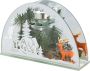 I.GE.A. Waxinelichthouder Kerstdecoratie kaarsenhouder decoratie-object van spiegelglas met hertdecoratie in winterlandschap hoogte ca. 15 cm (1 stuk) - Thumbnail 1