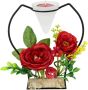 I.GE.A. Waxinelichthouder Rosé Metaal glas inzet theelichtkaars kunstbloemen kaarsenhouder advent 3D - Thumbnail 1