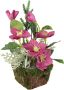 I.GE.A. Winterse kunstplant Arrangement met kerstroos in plantpot kerstdecoratie - Thumbnail 1