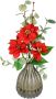 I.GE.A. Winterse kunstplant Arrangement met poinsettia in keramische vaas met eucalyptus takken - Thumbnail 1