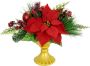 I.GE.A. Winterse kunstplant Arrangement poinsettia in beker kerstster kerstdecoratie Kunstbloemenarrangement feestelijk bloemenensemble kerststuk - Thumbnail 1
