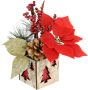 I.GE.A. Winterse kunstplant Gesteck mit Poinsettia im Topf Weihnachtsstern Weihnachtsdeko(1 stuk) - Thumbnail 1
