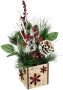 I.GE.A. Winterse kunstplant Kerstarrangement met appel in pot winterarrangement Kunstbloemenstuk met kegels bessen en decoratieve takken kerstdecoratie (1 stuk) - Thumbnail 1