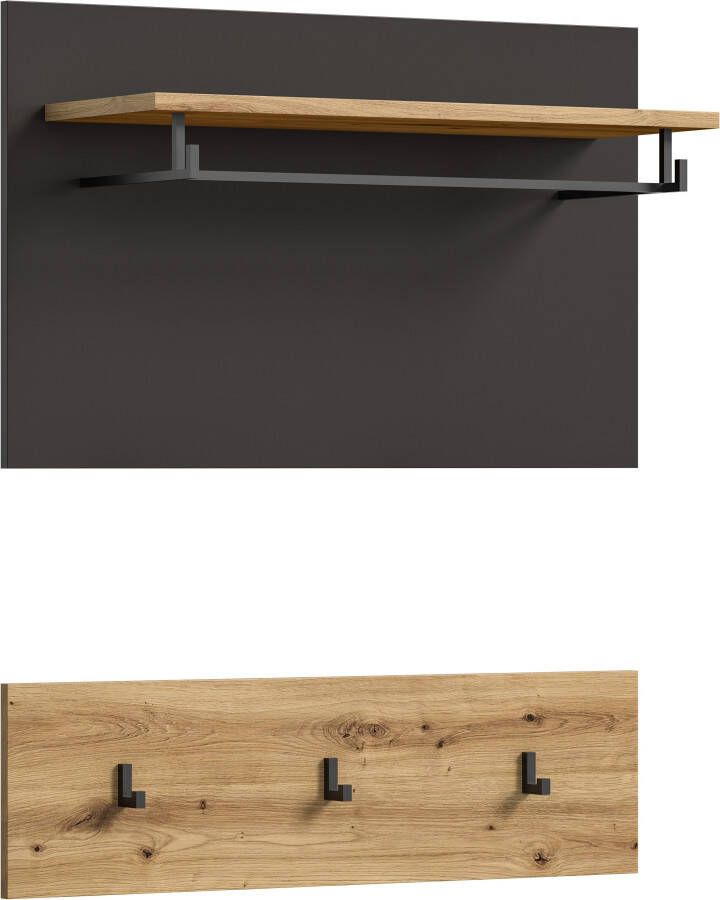 INOSIGN Kapstokpaneel Rehat Breedte 80cm 2-delig 3 haken met hoedplank