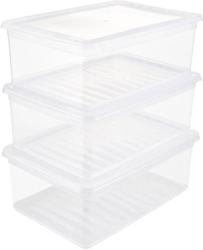 Keeeper Opbergbox Bea 3 x 11 l stapelbaar 39 x 26 5 x 14 cm (set 3 stuks)