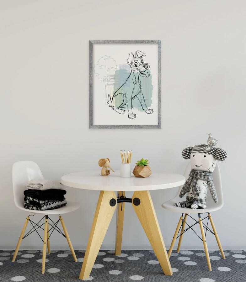Komar Artprint Disney Lady and the Tramp Hello Tramp 300 x 280 cm (breedte x hoogte) behang vlies woonkamer slaapkamer (set)