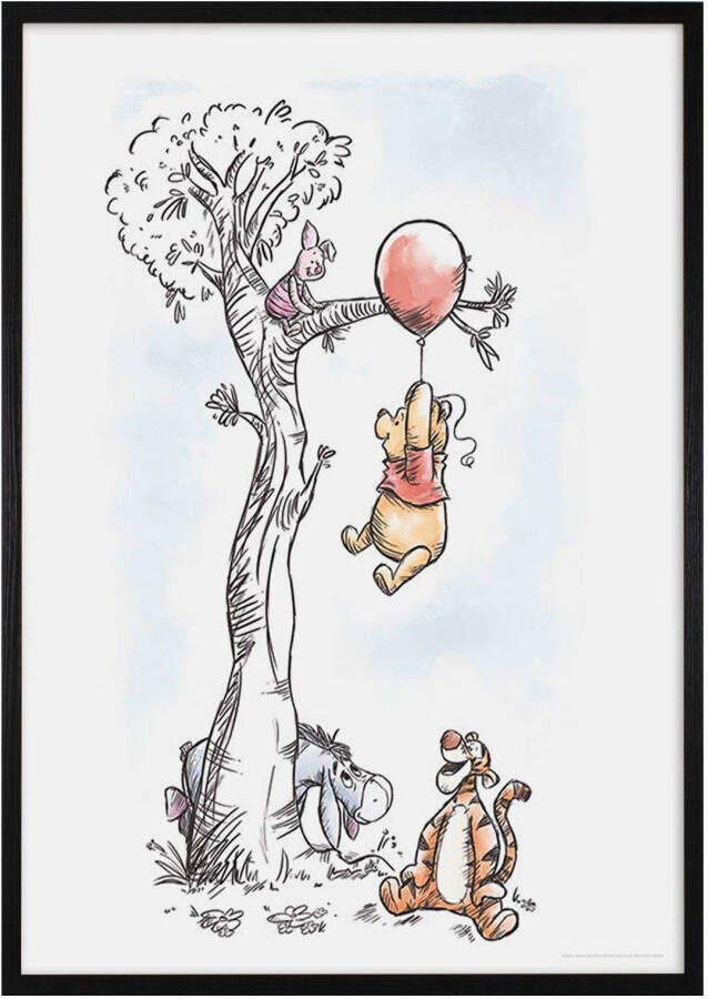 Komar Artprint met lijst Fotolijstje hout black met artprint "Winnie The Poeh Hang on" als set (1 stuk)