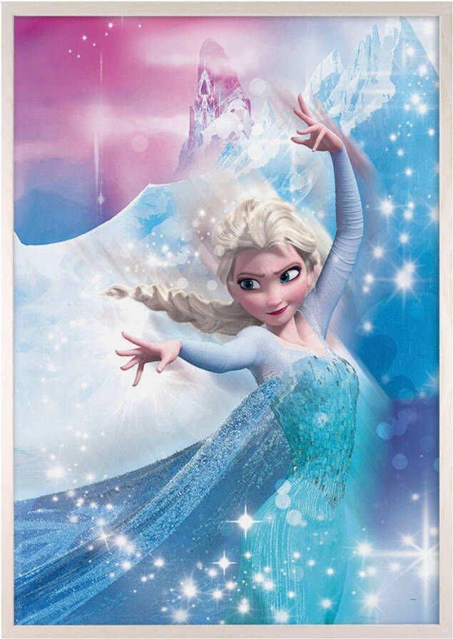 Komar Artprint met lijst Fotolijstje hout white met artprint "Frozen 2 Elsa actie" als set (1 stuk)