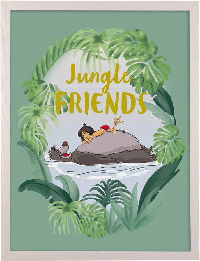 Komar Artprint met lijst Fotolijstje hout white met artprint "Jungle Book Friends" als set (1 stuk)