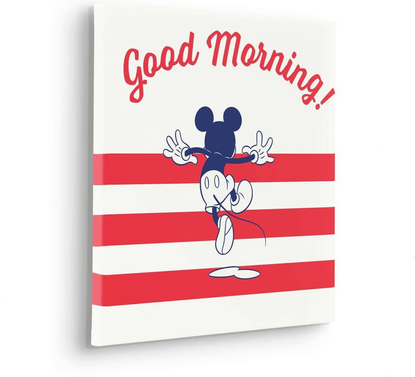 Komar Artprint op linnen Mickey Good Morning Canvasdoek met echt houten frame (1 stuk)