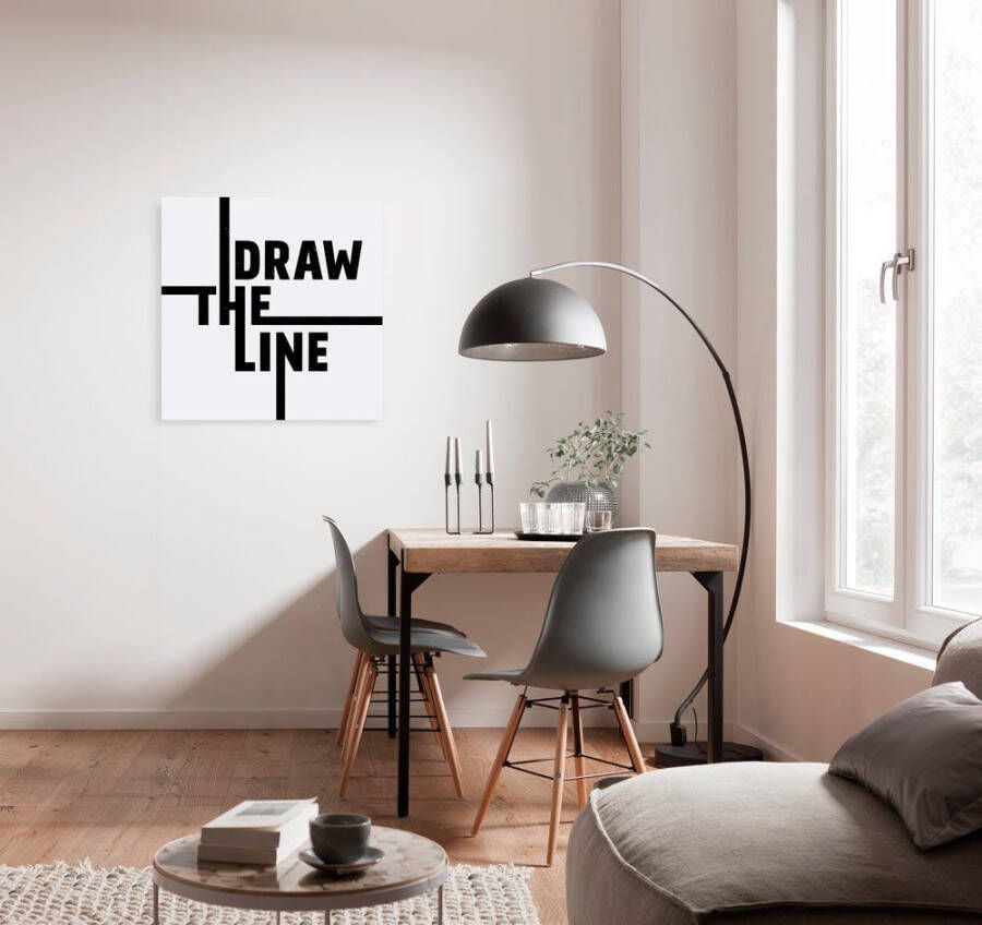 Komar Artprint op linnen Typo Draw the Line Canvasdoek met echt houten frame (1 stuk)