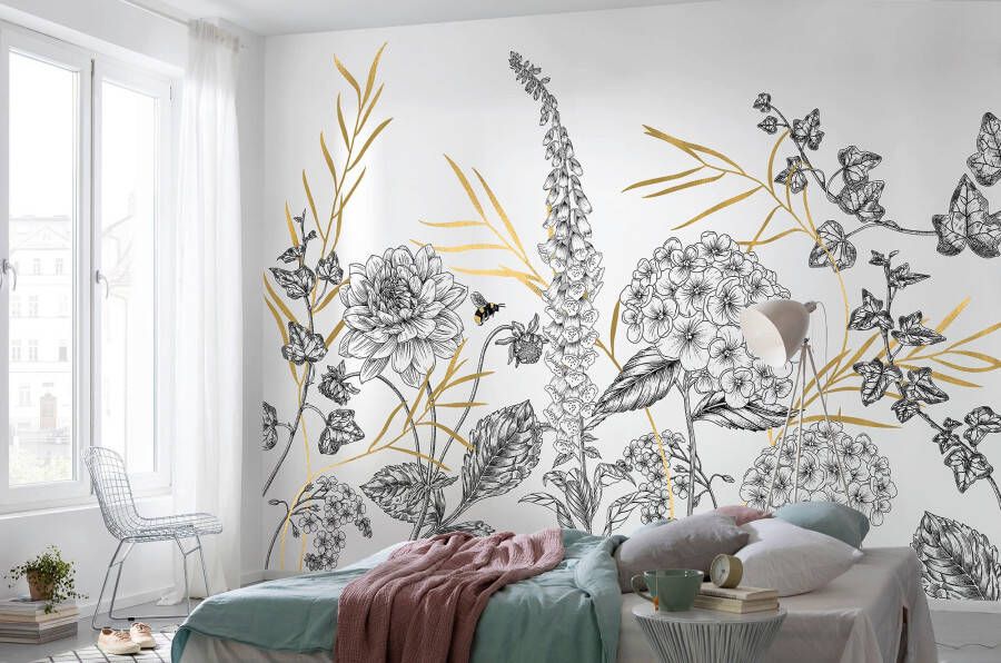 Komar Fotobehang Bumble Bee 4-delige set decoratieve tuinstokken vlam effect zwart gelakt metaal h: 37cm (1 stuk)