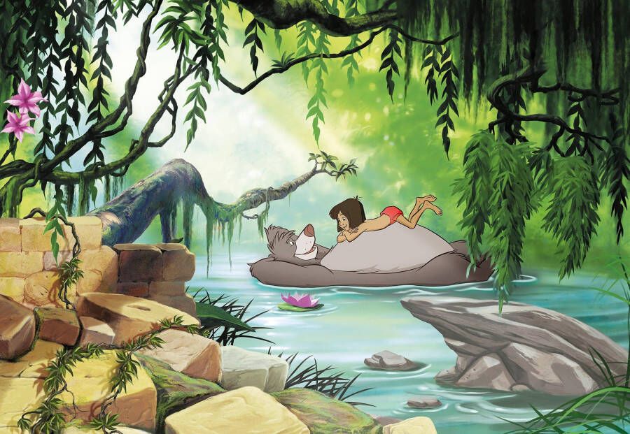 Komar Fotobehang Fototapete Fotobehang Jungle book swimming with Baloo x 254 cm (1 stuk)