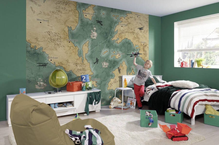 Komar Fotobehang Old Travel Map 38 mm dikte diepte 60 cm (1 stuk)
