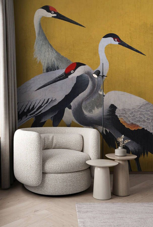 Komar Fotobehang vlies fotobehang Gele Kraanvogels x 250 cm (set)