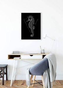 Komar Poster Sea Horse black Hoogte: 40 cm