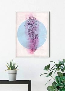 Komar Poster Sea Horse Circle Hoogte: 50 cm