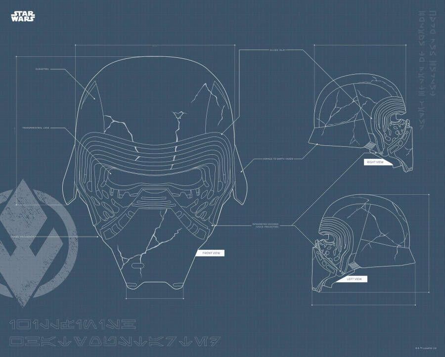 Komar Poster Star Wars EP9 Blueprint Kylo Helmet