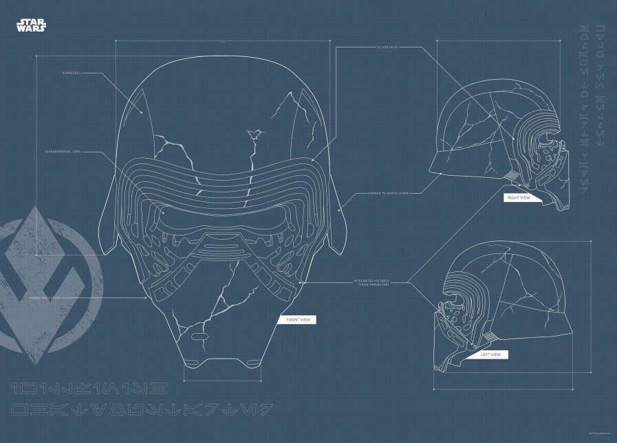 Komar Poster Star Wars EP9 Blueprint Kylo Helmet