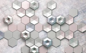 Komar Hexagon Concrete Vlies Fotobehang 400x250cm 4-banen