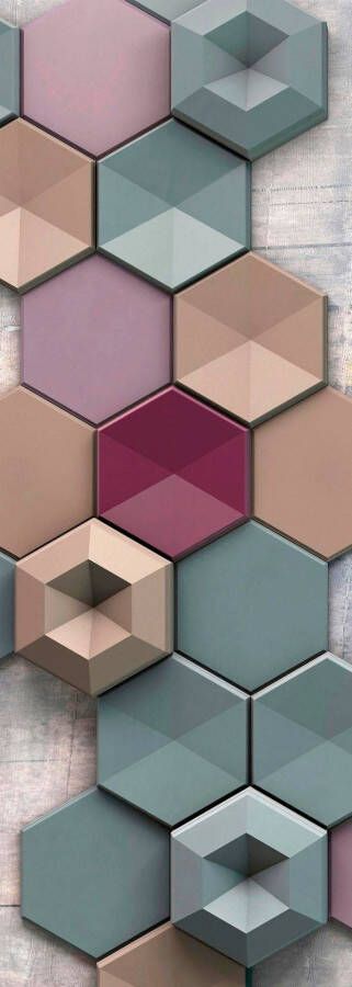 Komar Vliesbehang Digitale print vlies Hexagon Afmeting 100 x 280 cm (1 stuk)