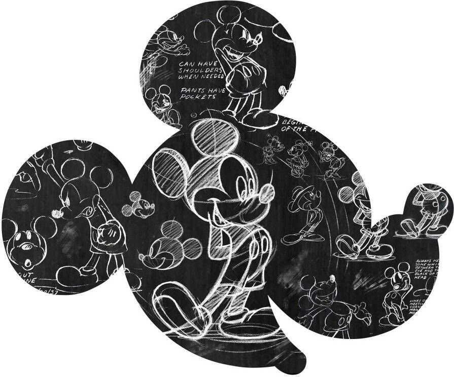 Komar Vliesbehang Zelfklevend vlies Mickey Head Illustration Afmeting 125 x 125 cm (1 stuk)