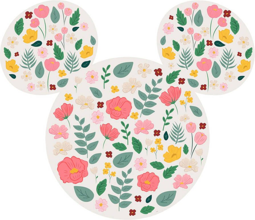 Komar Vliesbehang Zelfklevend vlies Mickey Head Wildflowers Afmeting 125 x 125 cm (1 stuk)