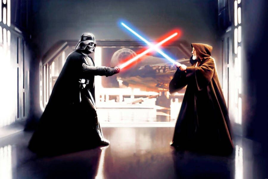 Komar Vliesbehang Digitale print vlies Star Wars Vader vs. Kenobi Afmeting 300 x 200 cm (1 stuk)