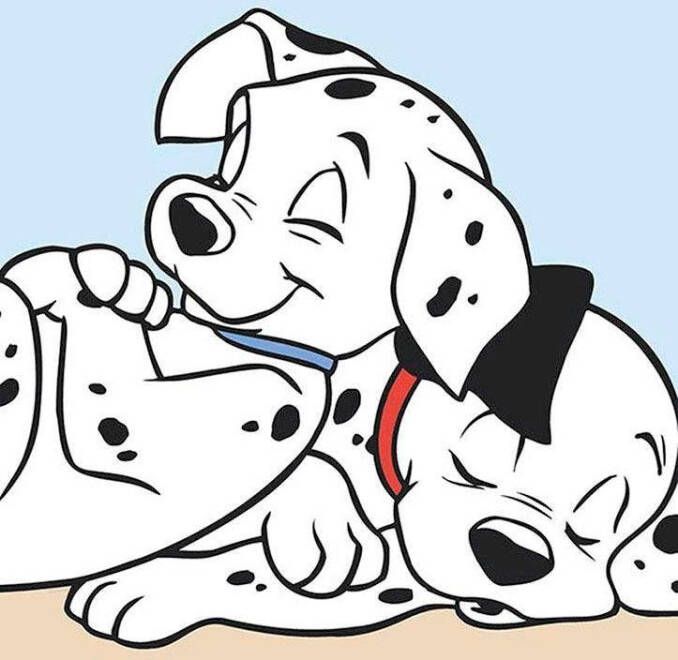 Komar Wanddecoratie 101 dalmatiër Cuddle Wanddecoratie voor de kinderkamer zonder lijst