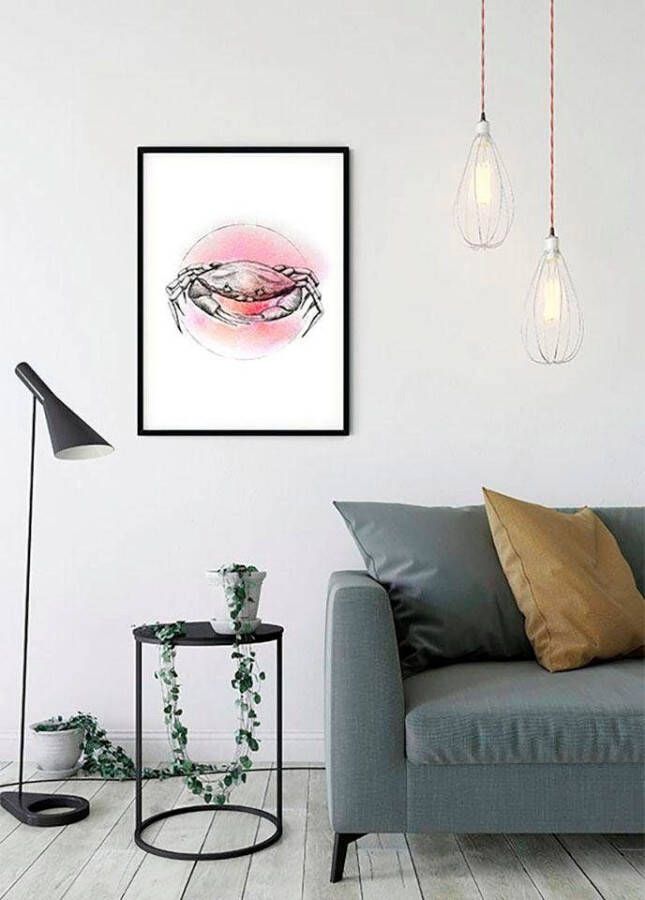 Komar Wanddecoratie Crab Watercolor Wanddecoratie zonder lijst (1 stuk)