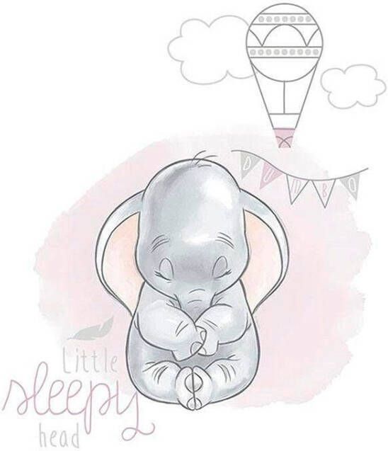 Komar Wanddecoratie Dumbo Sleepy Wanddecoratie voor de kinderkamer zonder lijst