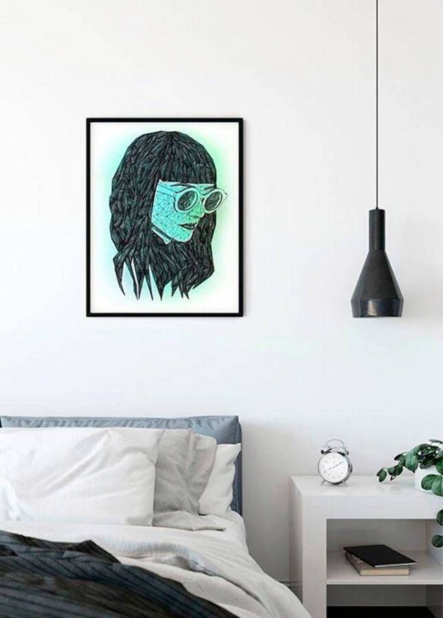 Komar Wanddecoratie Grid green Wanddecoratie zonder lijst