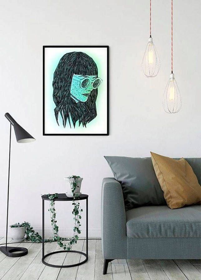 Komar Wanddecoratie Grid green Wanddecoratie zonder lijst